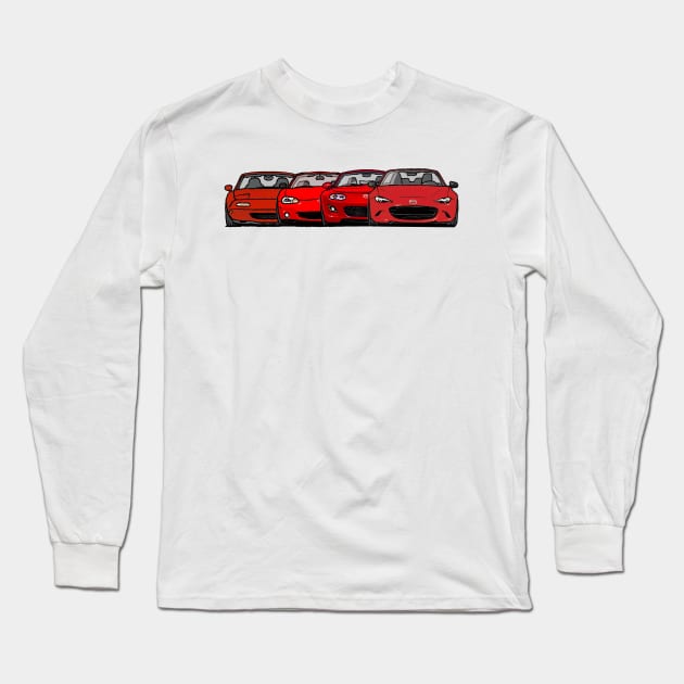 MX5 Miata Evolution Red Long Sleeve T-Shirt by Woreth